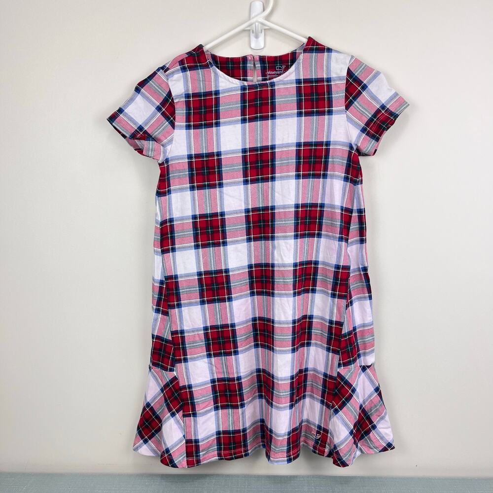 Vineyard Vines Nantucket Tartan Knit Dress Marshmallow Plaid M 12-14